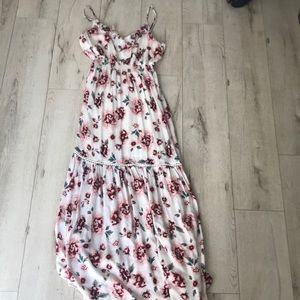 Cute floral spaghetti strap elastic waist dress